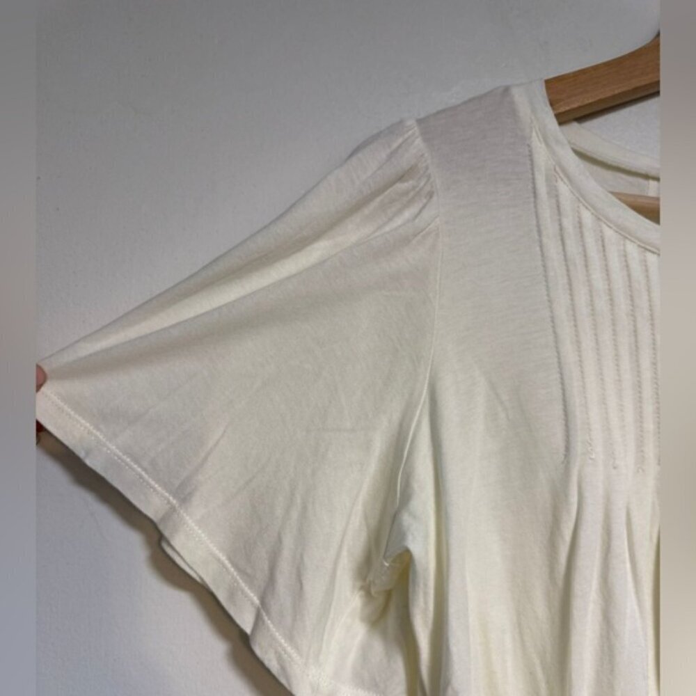 Joie Pleated Flutter Sleeve Top White Size S - Picture 7 of 7